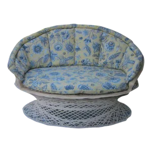 Vintage Russell Woodard Patio Resin Wicker Love Seat With Cushion