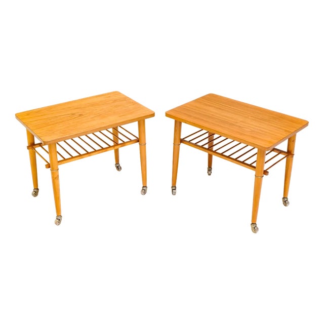 Swedish Occasional Tables on Wheels, 1970s, Set of 2 For Sale