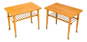 Swedish Occasional Tables on Wheels, 1970s, Set of 2