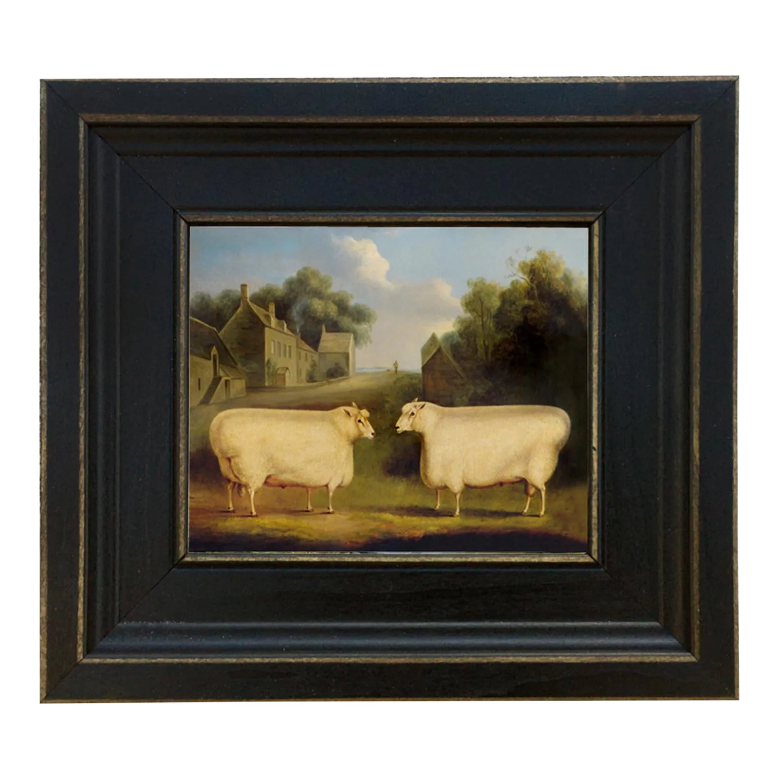 Two Sheep Framed Oil Painting Reproduction Print on Canvas Chairish