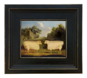 Two Sheep Framed Oil Painting Reproduction Print on Canvas