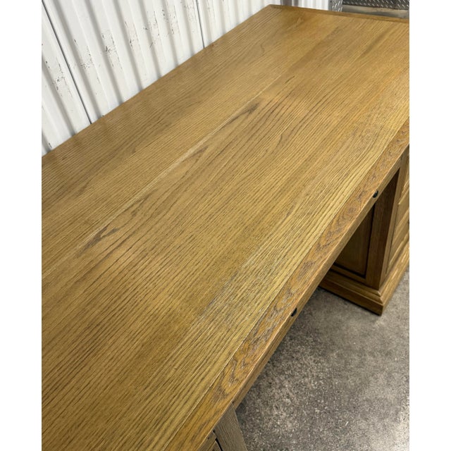 Restoration Hardware French Panel Oak Desk For Sale - Image 12 of 12