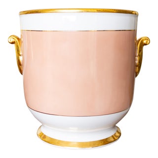 Art Deco Style Pink and Gold Ceramic Champagne Ice Bucket For Sale
