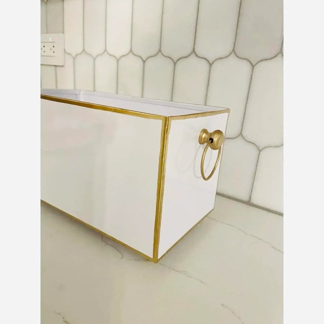 Metal Modern Transitional Style Rectangular Cachepot For Sale - Image 7 of 8