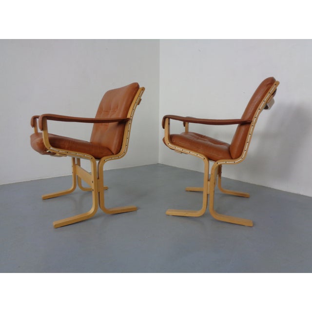 Siesta Cognac Leather Armchairs by Ingmar Relling for Westnofa, Norway, 1960s, Set of 2 For Sale - Image 13 of 13