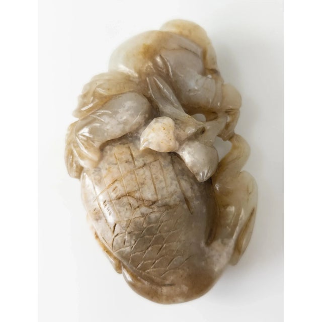 Celadon 20th Century Chinese Carved Mottled Celadon Green Nephrite Jade Carving For Sale - Image 8 of 11