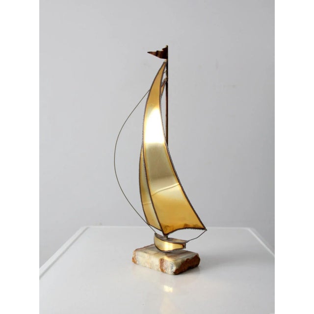 Mid Century Brass Sailboat Sculpture For Sale - Image 6 of 13