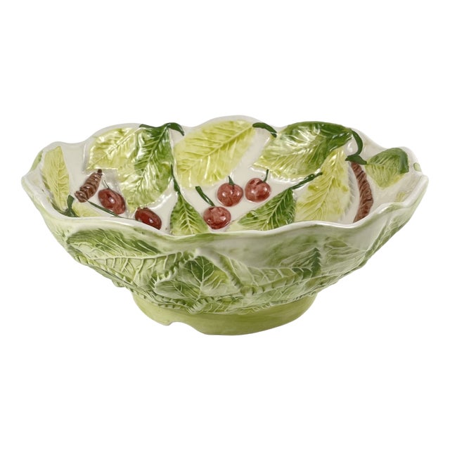 Cherry-Patterned Earthenware Colander, 1980s-1990s For Sale