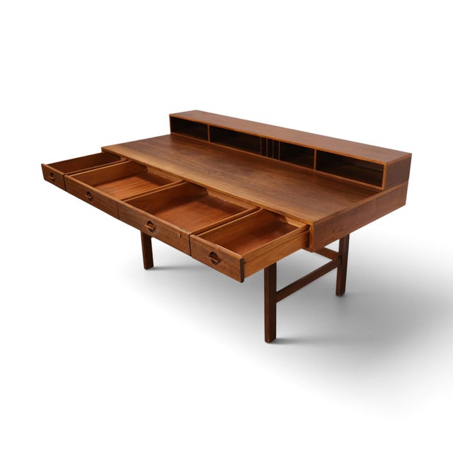 Peter Lovig Danish Vintage Mid Century Modern Flip Top Teak Desk C. 1970s For Sale - Image 11 of 15
