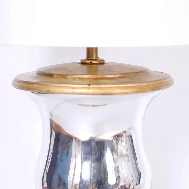 Pair of Modern Mirrored and Gilt Wood Table Lamps For Sale - Image 4 of 5