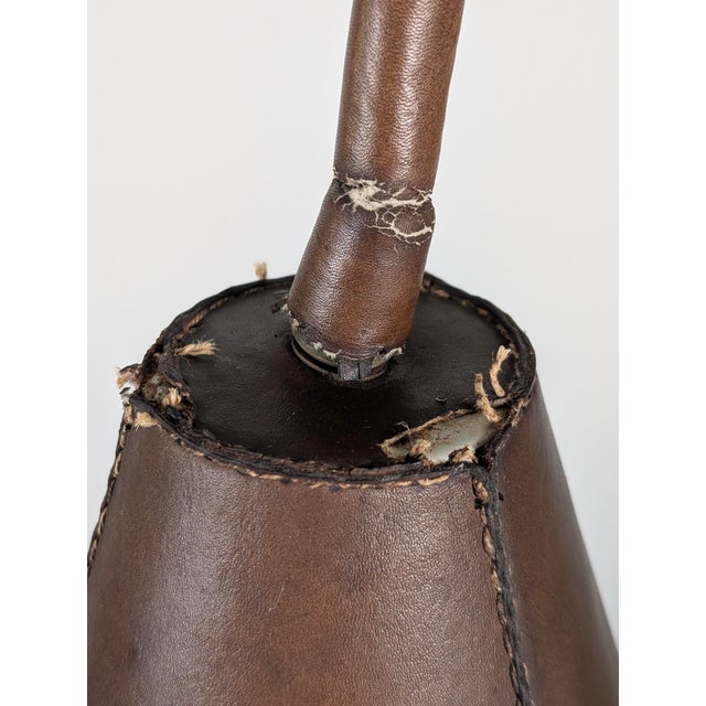 Vintage French Stitched Leather Table Lamp by Jacques Adnet, 1950s For Sale - Image 9 of 10