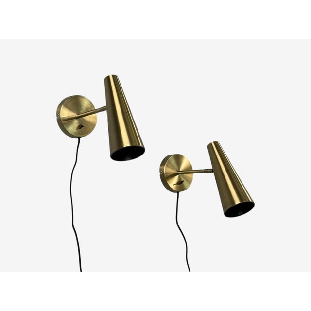 Mid-Century Modern Mid-Century Modern Markslöjd, Swedish Modern, Wall Lights, Brass - Pair For Sale - Image 3 of 10