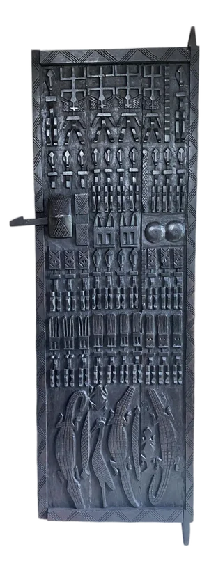 Granary Dogon Crocodiles Woden Door With Figures Mali African 78" H