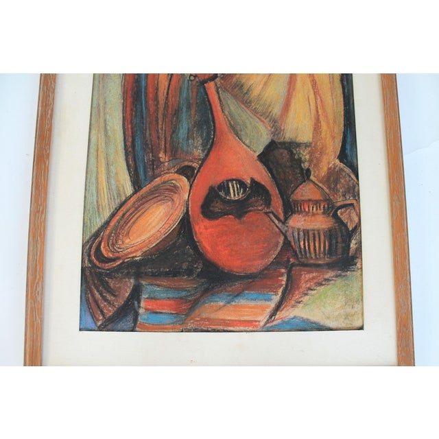 Vintage 1960s Musical Instrument Still Life Pastel Framed Art For Sale - Image 4 of 8