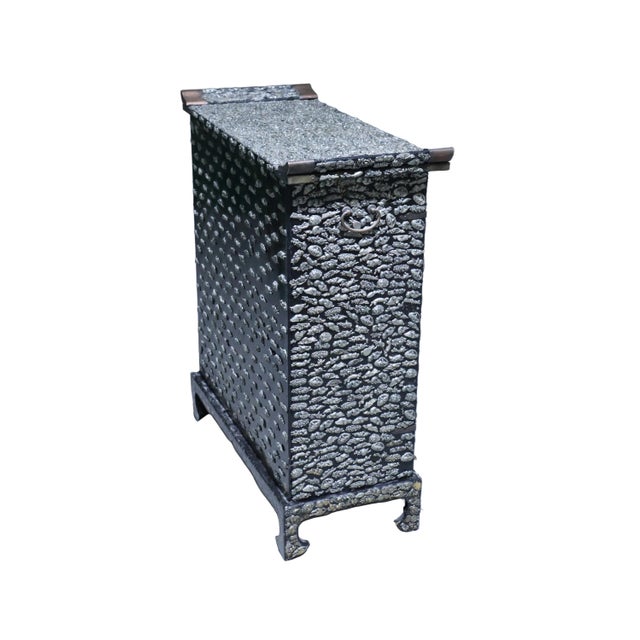 Rare Antique Japanese Tansu Adorned With Hundreds of Hand Hammered Milagro Charms For Sale - Image 4 of 8