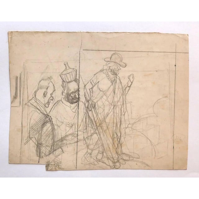 Figures is an original drawing in pencil realized by Gabriele Galantara, the state of preservation of the artwork is good...