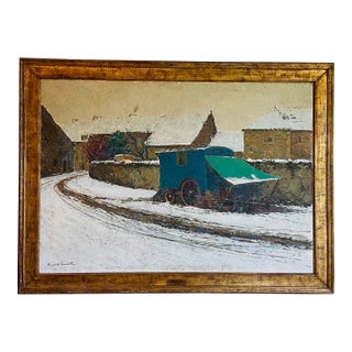 1930s Fernand Alexis Lambert Impressionist FrenchCountry Signed Oil on Canvas Original Frame For Sale