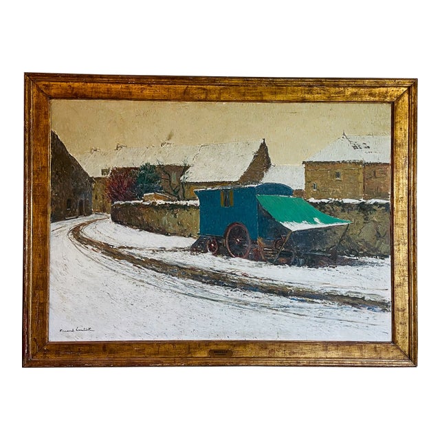 1930s Fernand Alexis Lambert Impressionist FrenchCountry Signed Oil on Canvas Original Frame For Sale
