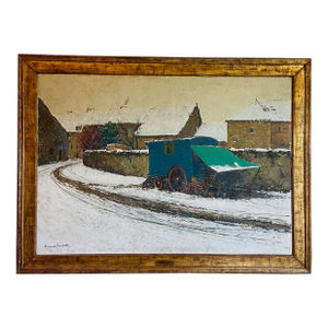 1930s Fernand Alexis Lambert Impressionist FrenchCountry Signed Oil on Canvas Original Frame