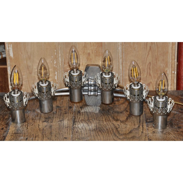 Chrome 6-Light Wall Sconce, 1960s For Sale - Image 12 of 13