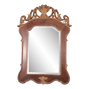 Maitland Smith Style Georgian Solid Mahogany Gilded Wall Mirror