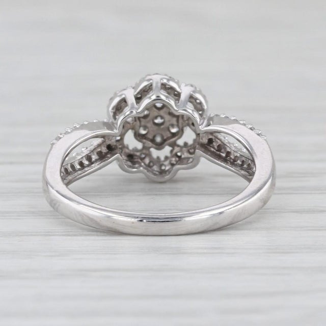 Modern 0.33ctw Diamond Cluster Engagement Ring 14k White Gold Size 5 For Sale - Image 3 of 8