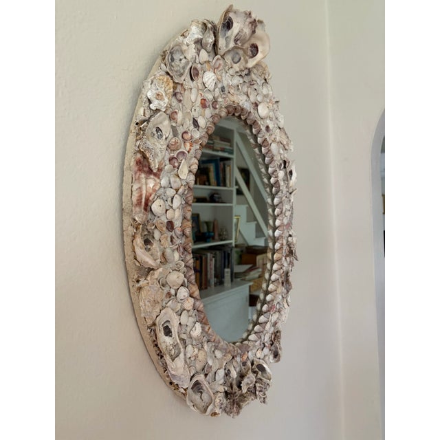 Nautical Vintage Coastal Hand Made Seashell Grotto Mirror For Sale - Image 3 of 12
