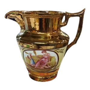 Large Early 19th Century Lustreware Pitcher Featuring the Likeness of Madame Recamier