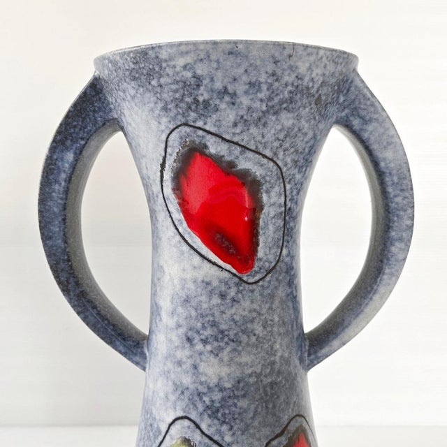 Vintage Vase in Red and Yellow Ceramic, 1950 For Sale - Image 12 of 16