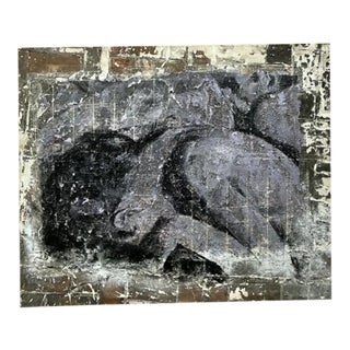 Vintage Boho Monumental Original Textured Abstract Painting on Canvas For Sale