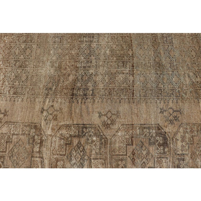 All-Over Gul Design Turkmen Vintage Ersari Rug in Soft Brown and Taupe For Sale - Image 10 of 11