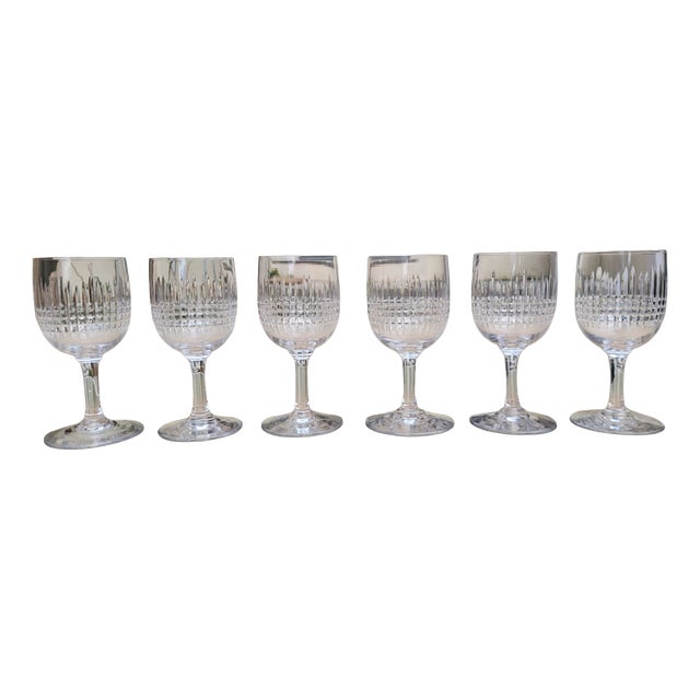 Antique Crystal Bordeaux No. 4 Wine Glasses from Baccarat, 1890s, Set of 6 For Sale