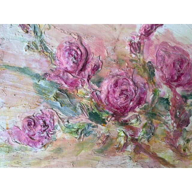 Beautifully Mid-century hand-painted heavy impasto Impressionist - style floral Still life Painting. C,1970's A brilliant...