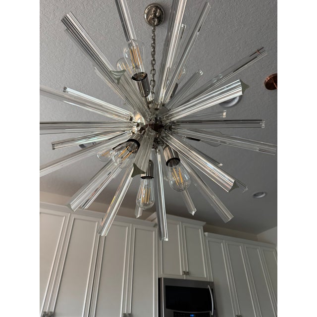 Chrome 1970s Mid Century Modern Murano Venini Triedi Sputnik Chandelier For Sale - Image 8 of 17
