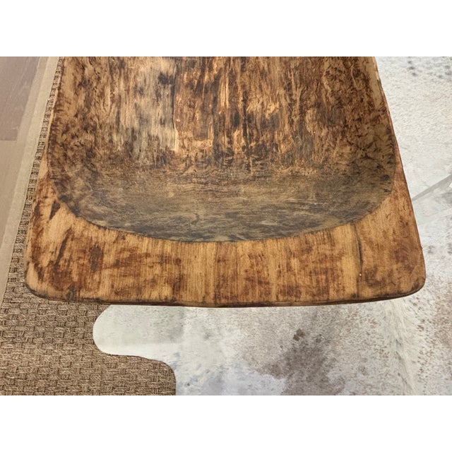 Large 19th Century Hand Carved Primitive Organic Modern Wooden Dough Bowl / Trencher For Sale - Image 9 of 18