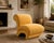 Postmodern Sculptural slipper lounge chair. Every angle is stunning! Gorgeous original sun gold color upholstery in...