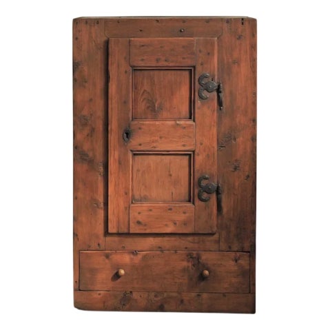 Antique Alpine Folk Art Cabinet in Pine, 1800s For Sale