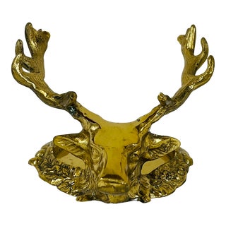 Brass Deer / Stag Head Candleholder For Sale