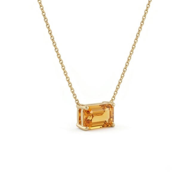 Dainty Citrine Bar Chain Necklace, November Birthstone Necklace For Sale - Image 4 of 4