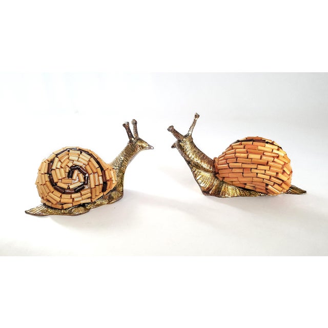 Gabriella Crespi Snail Sculpture Pair 1970s Signed Tarzia Firenze Italy For Sale - Image 4 of 13
