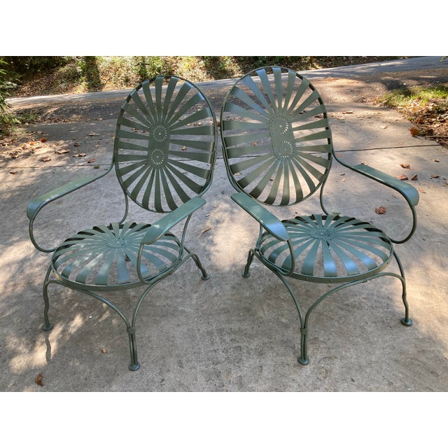 recently sandblasted, primed and painted…. circa 1940. spring steel seats with iron frame. can work indoors or outside. no...