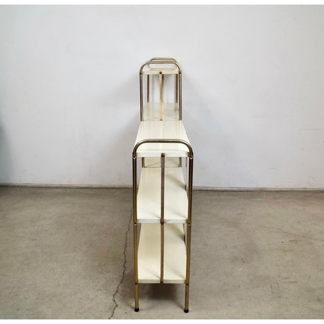 1950’s Mid-Century Modern Brass & Metal Double Shelf For Sale In Los Angeles - Image 6 of 12