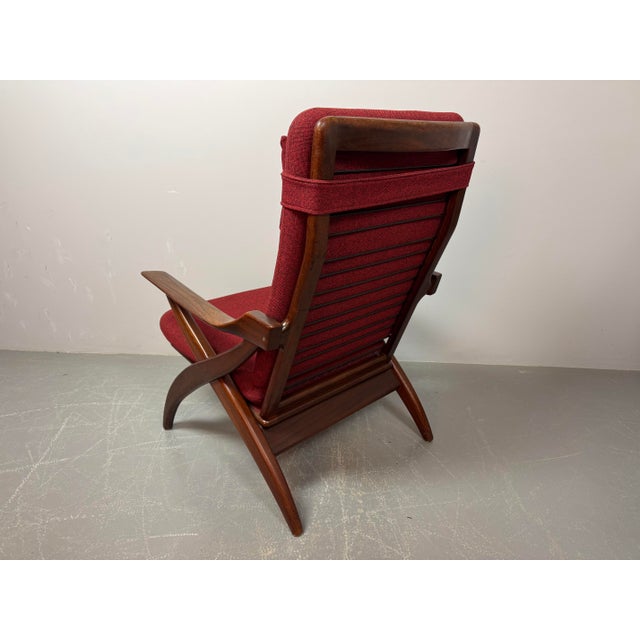 Mid-Century Teak Lounge Chair with Burgundy Red Fabric Upholstery attributed to Topform, Netherlands, 1960s For Sale - Image 10 of 10