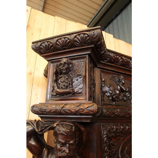Renaissance-Style Castle Buffet with Atlantes, 19th Century For Sale - Image 11 of 14