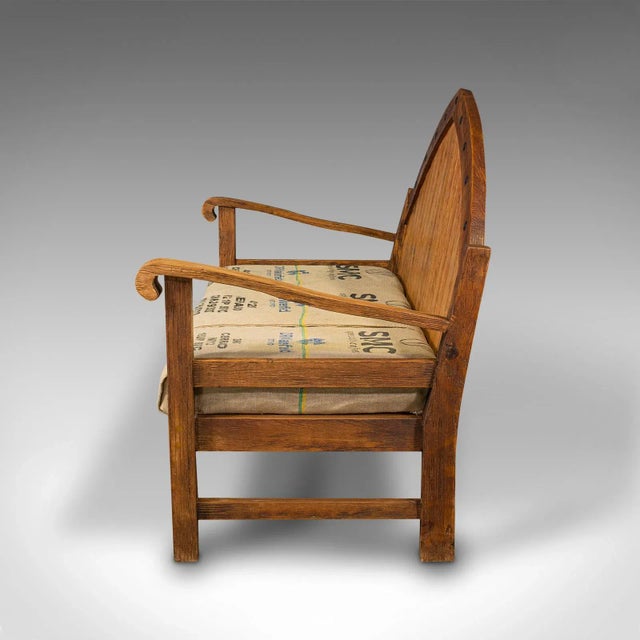 Our Stock # This is a large vintage bench. A Scandinavian, pitch pine three seat bench with rustic taste, dating to the...