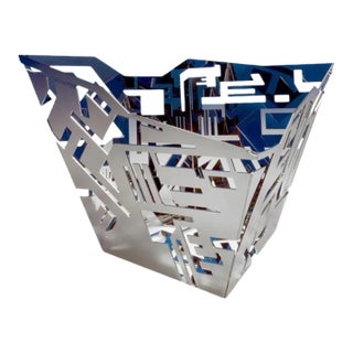 Alessi Italian Geometric Metal Fruit Basket by Karim Rashid For Sale