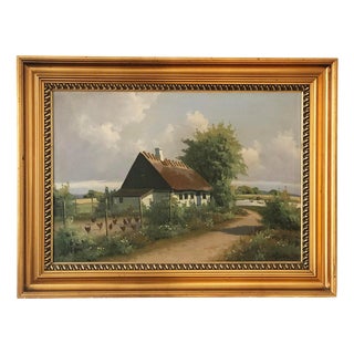 Danish Artist, Landscape Composition, 1940s, Oil Painting on Canvas, Framed For Sale