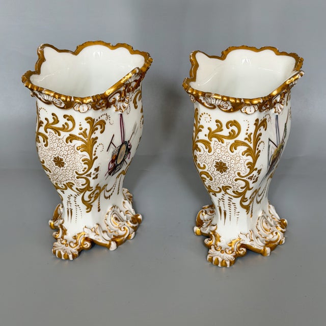 Ceramic Porcelain Rococo Spill Vases from Jacob Petit, 1840, Set of 2 For Sale - Image 7 of 18