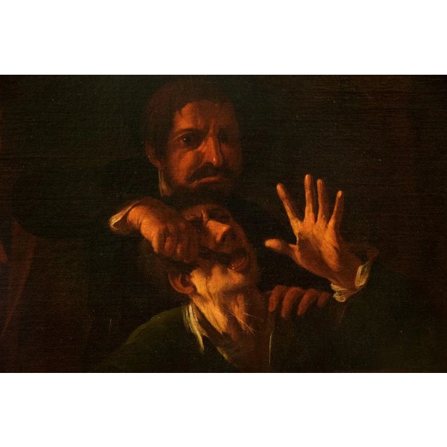 The tooth-puller is a superb original oil painting on canvas, realized by an anonymous artist, a follower of caravaggio,...