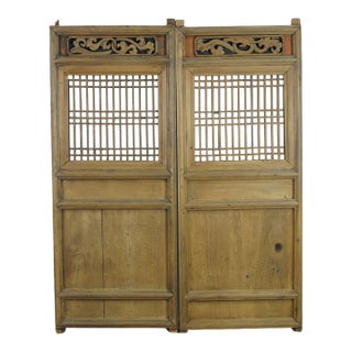 A Pair Antique Chinese Wood Screen Panels 1 For Sale